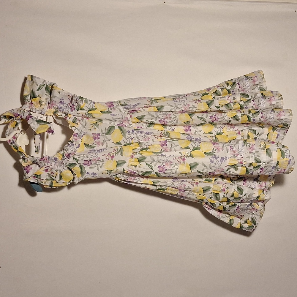 NWT Janie And Jack Floral Lemon Print Dress Girls With NWT Headband  Swt